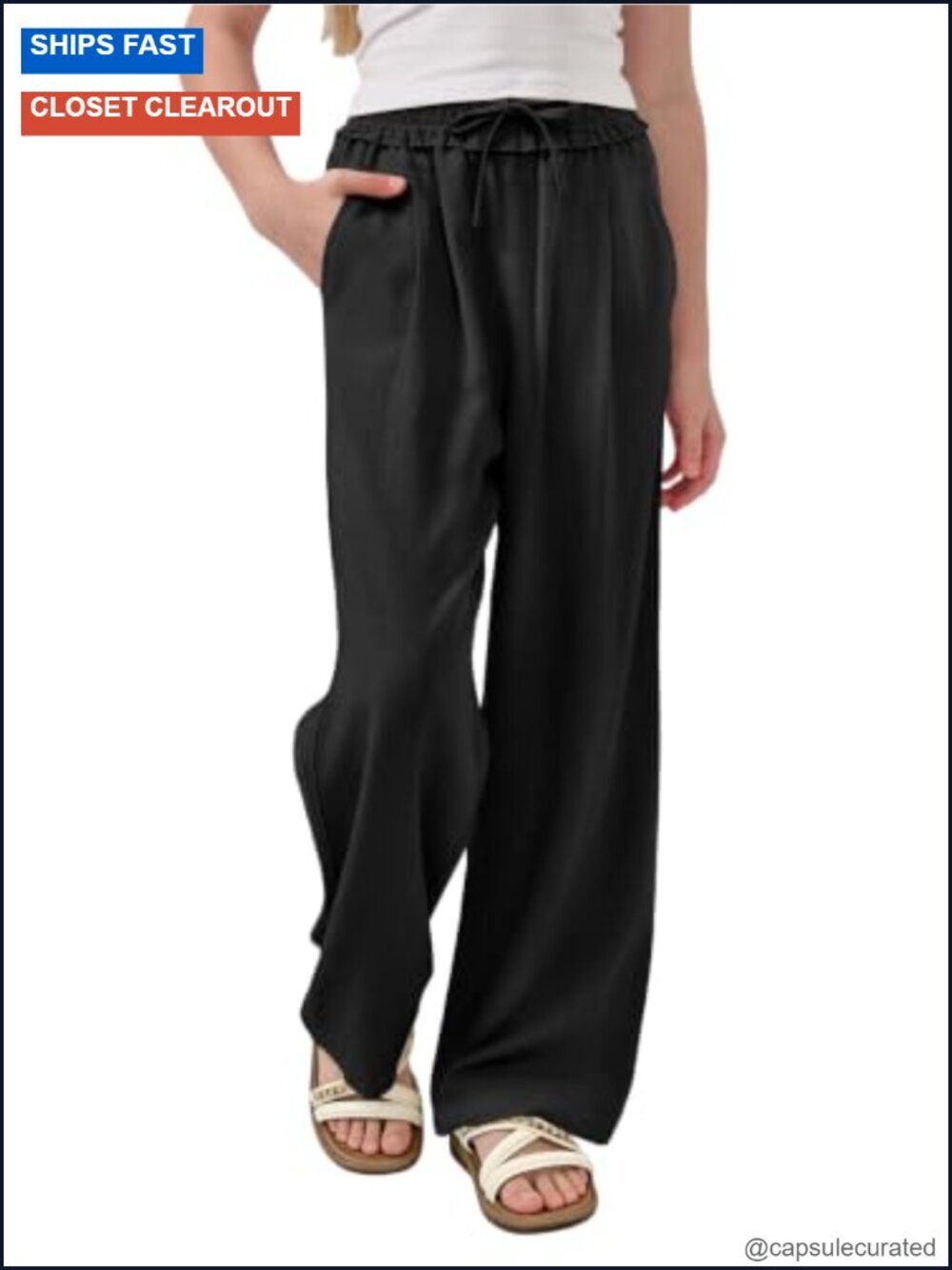 Girls Wide Leg Linen Pants Flowy Palazzo Trousers School Beach Daily Wear